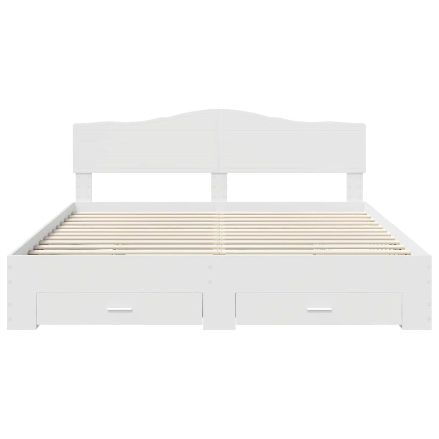 Bedframe met hoofdeinde met lade Wit 180 x 200 cm Bewerkt hout