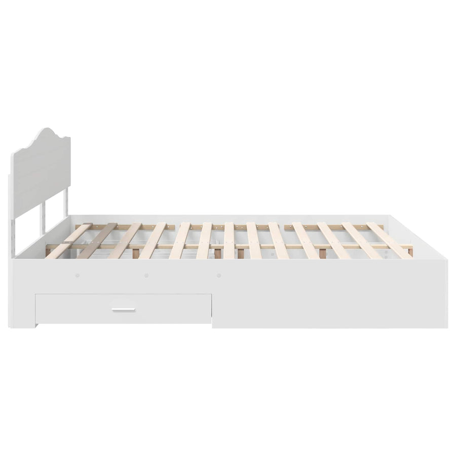 Bedframe met hoofdeinde met lade Wit 180 x 200 cm Bewerkt hout