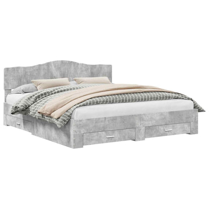 Bedframe met hoofdeinde Beton Grijs 180 x 200 cm Bewerkt hout