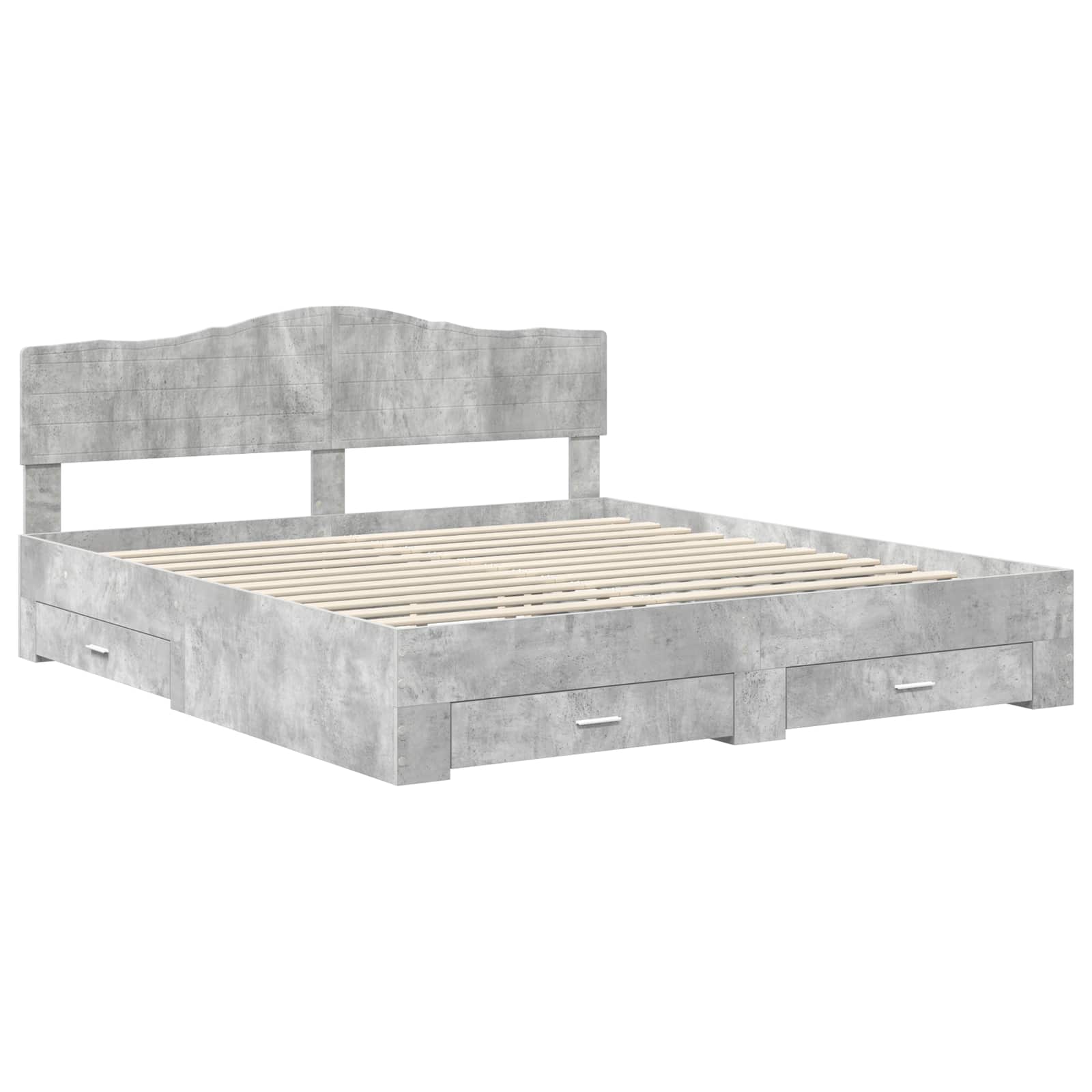 Bedframe met hoofdeinde Beton Grijs 180 x 200 cm Bewerkt hout
