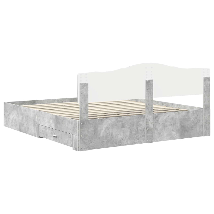 Bedframe met hoofdeinde Beton Grijs 180 x 200 cm Bewerkt hout
