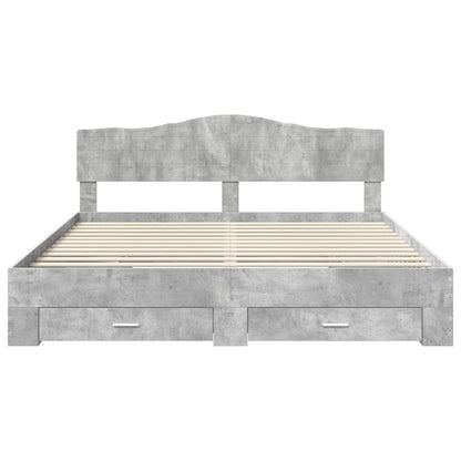 Bedframe met hoofdeinde Beton Grijs 180 x 200 cm Bewerkt hout