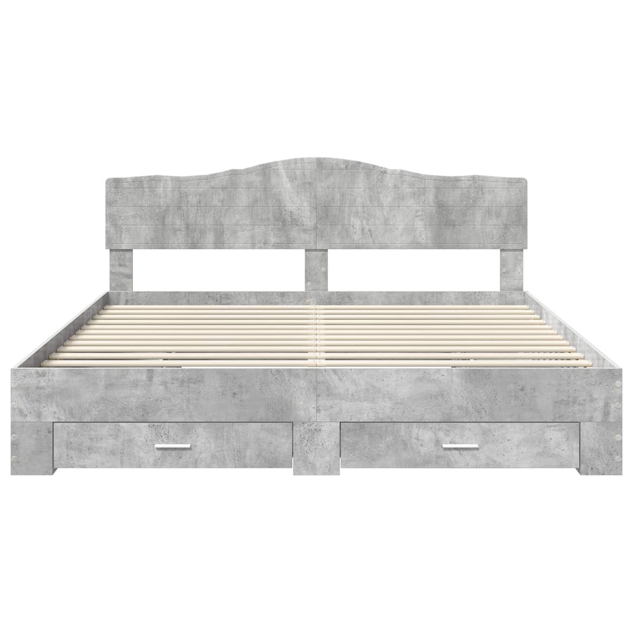 Bedframe met hoofdeinde Beton Grijs 180 x 200 cm Bewerkt hout