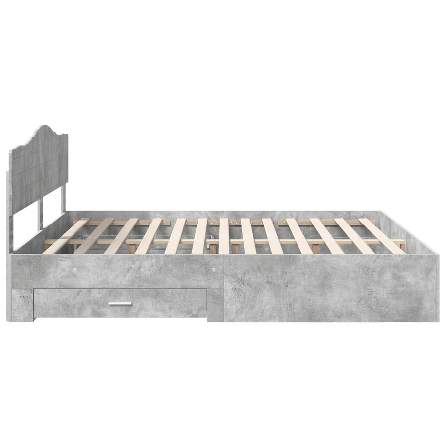 Bedframe met hoofdeinde Beton Grijs 180 x 200 cm Bewerkt hout