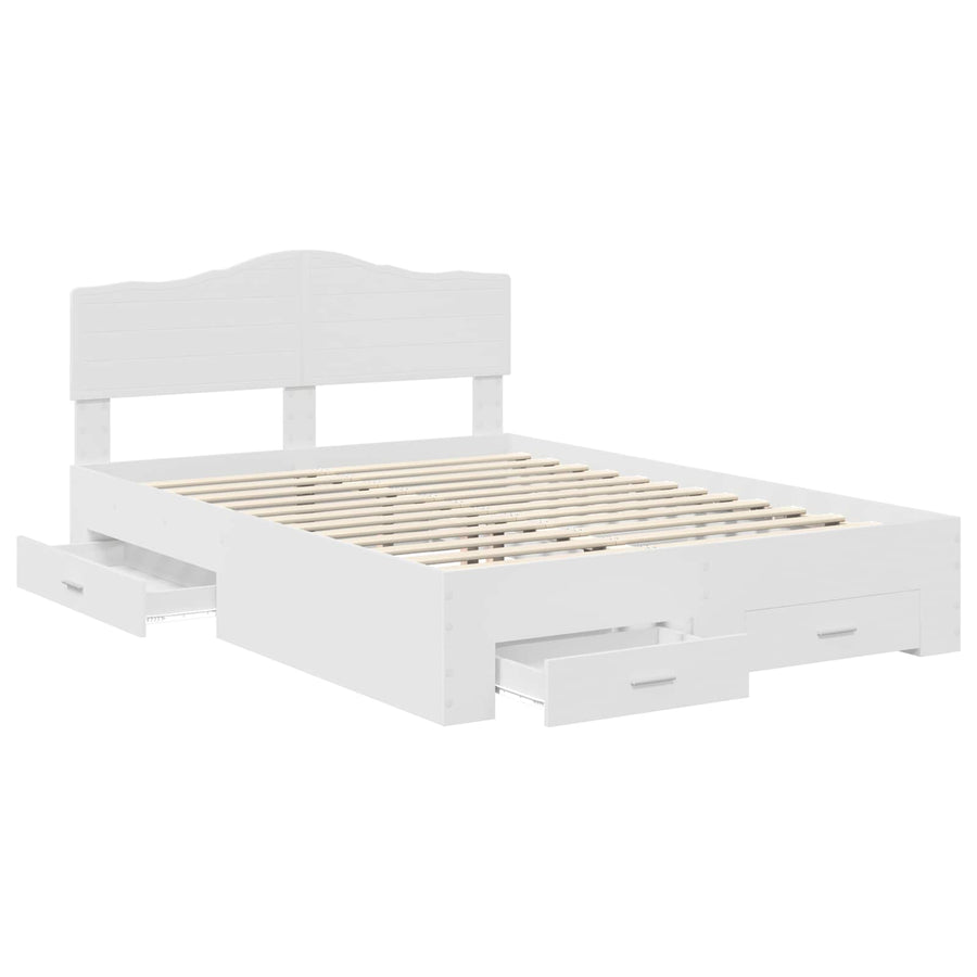 Bedframe met hoofdeinde met lade Wit 160 x 200 cm Bewerkt hout