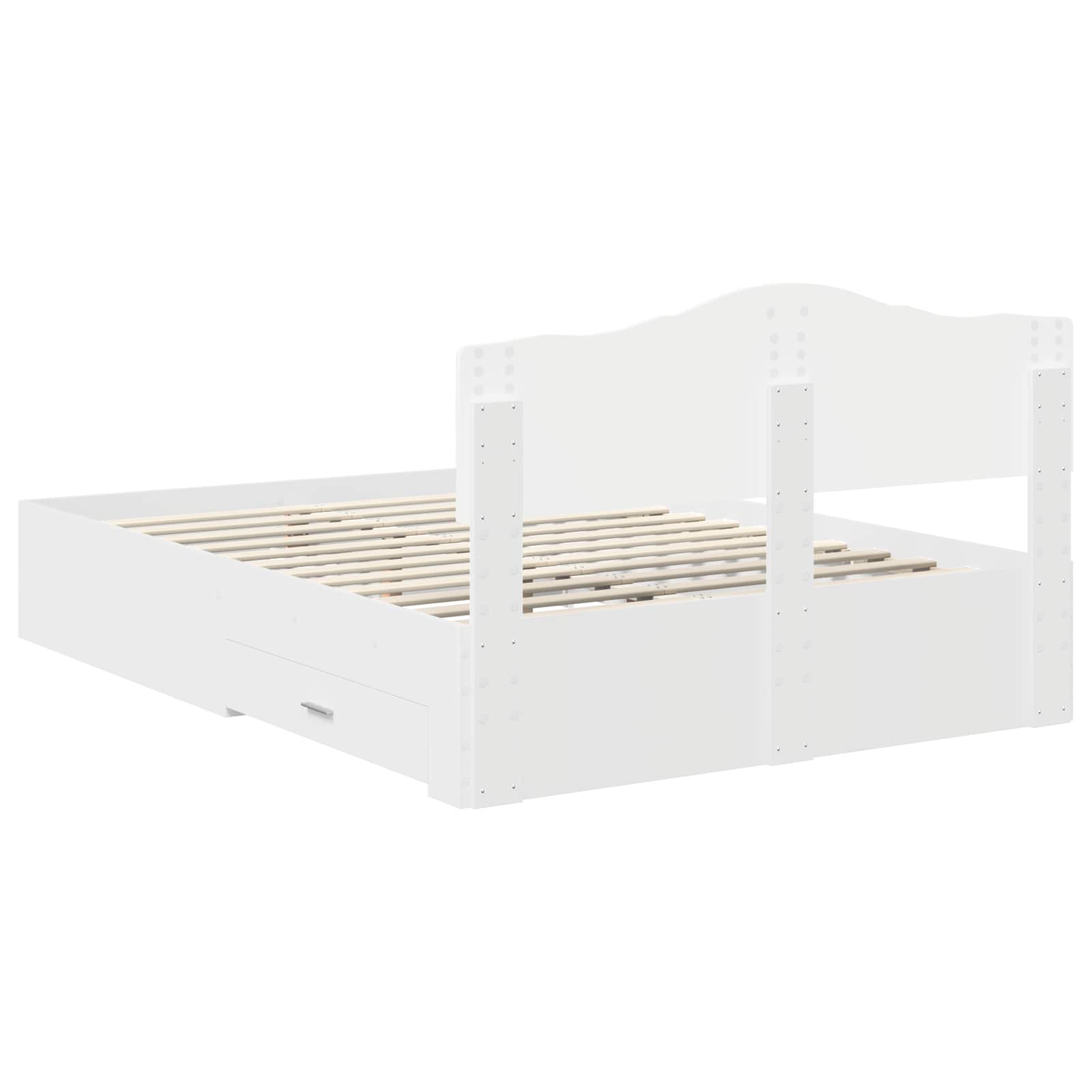 Bedframe met hoofdeinde met lade Wit 160 x 200 cm Bewerkt hout