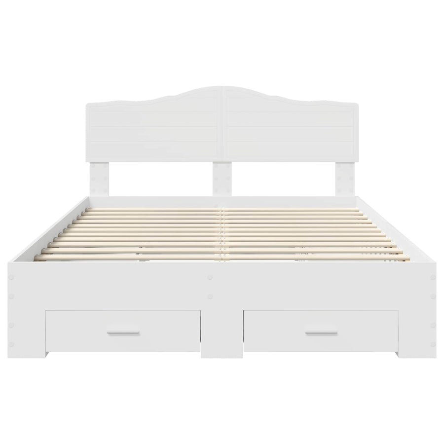 Bedframe met hoofdeinde met lade Wit 160 x 200 cm Bewerkt hout