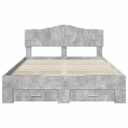 Bedframe met hoofdeinde Beton Grijs 160 x 200 cm Bewerkt hout