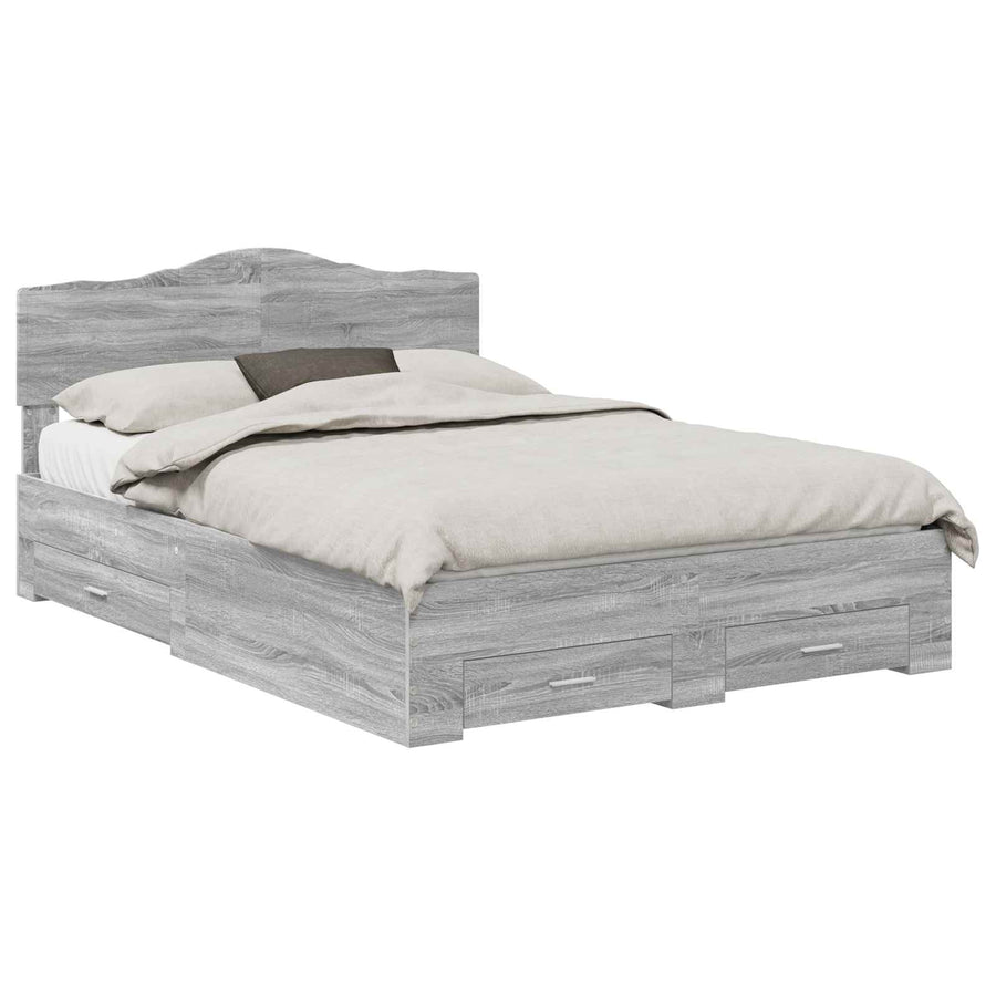 Bedframe met hoofdeinde Grijs Sonoma 160 x 200 cm Bewerkt hout