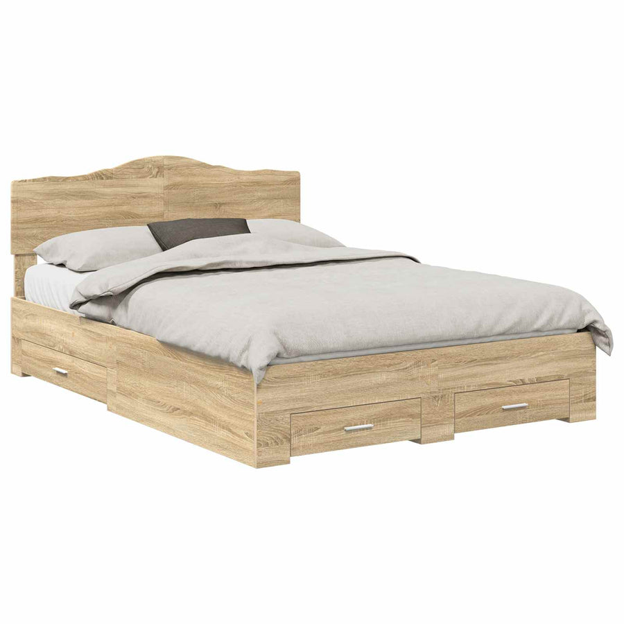 Bedframe met hoofdeinde Sonoma Eiken 150 x 200 cm Bewerkt hout