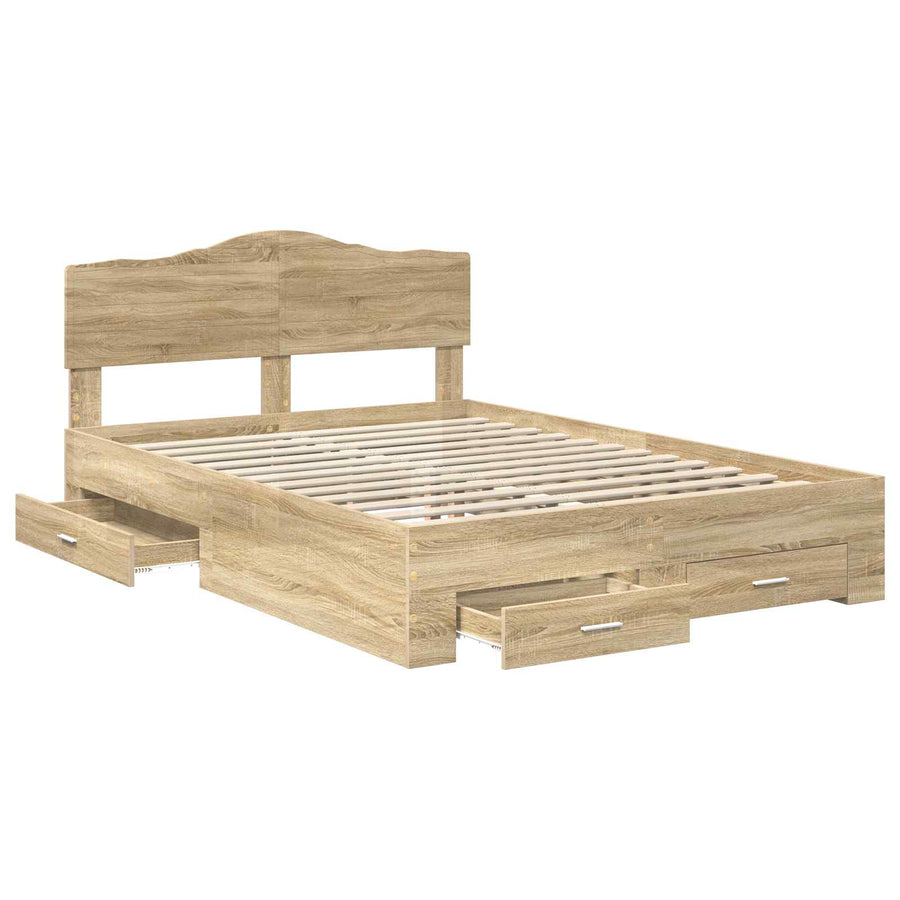 Bedframe met hoofdeinde Sonoma Eiken 150 x 200 cm Bewerkt hout