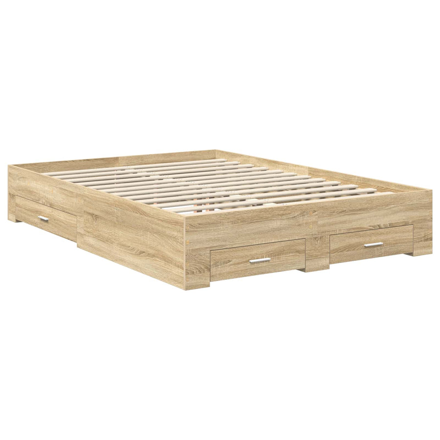 Bedframe met hoofdeinde Sonoma Eiken 150 x 200 cm Bewerkt hout