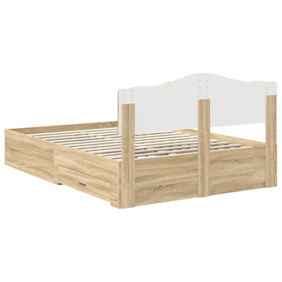 Bedframe met hoofdeinde Sonoma Eiken 150 x 200 cm Bewerkt hout