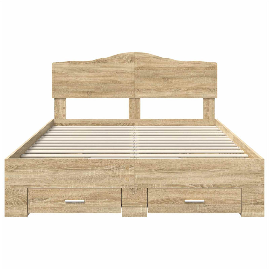 Bedframe met hoofdeinde Sonoma Eiken 150 x 200 cm Bewerkt hout