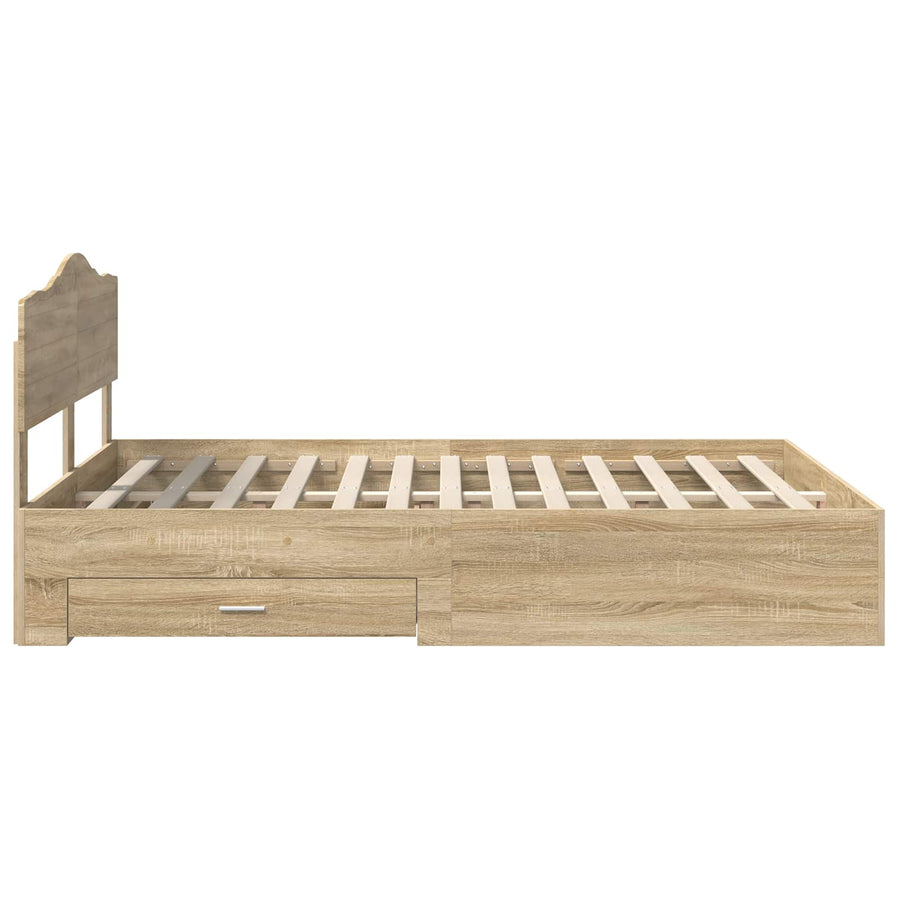 Bedframe met hoofdeinde Sonoma Eiken 150 x 200 cm Bewerkt hout