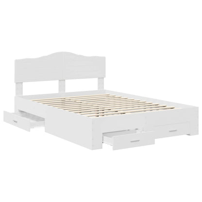 Bedframe met hoofdeinde met lade Wit 140 x 200 cm Bewerkt hout