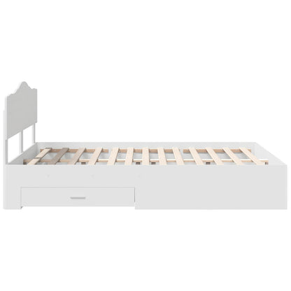 Bedframe met hoofdeinde met lade Wit 140 x 200 cm Bewerkt hout