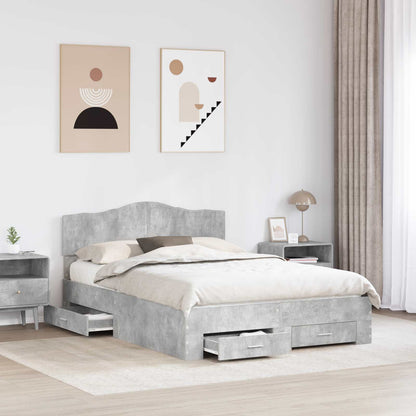 Bedframe met hoofdeinde Beton Grijs 140 x 200 cm Bewerkt hout