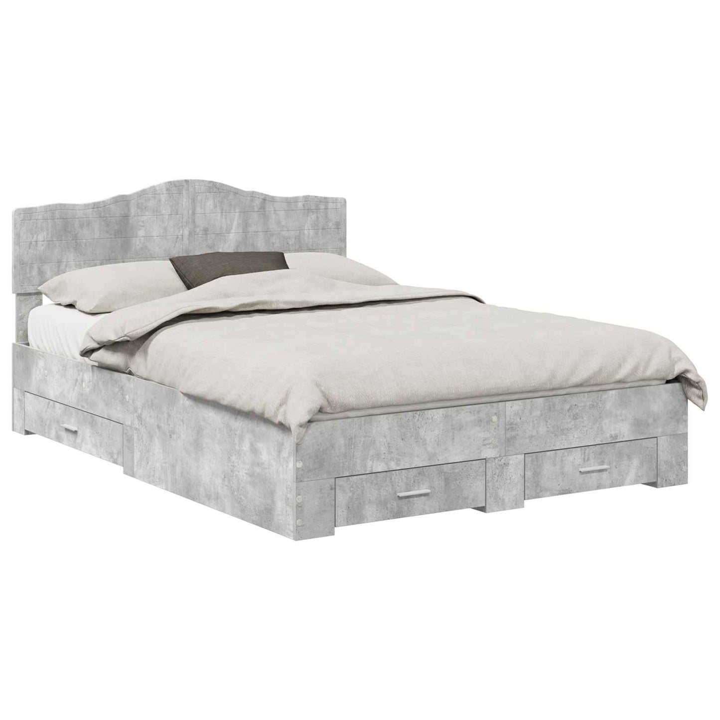 Bedframe met hoofdeinde Beton Grijs 140 x 200 cm Bewerkt hout