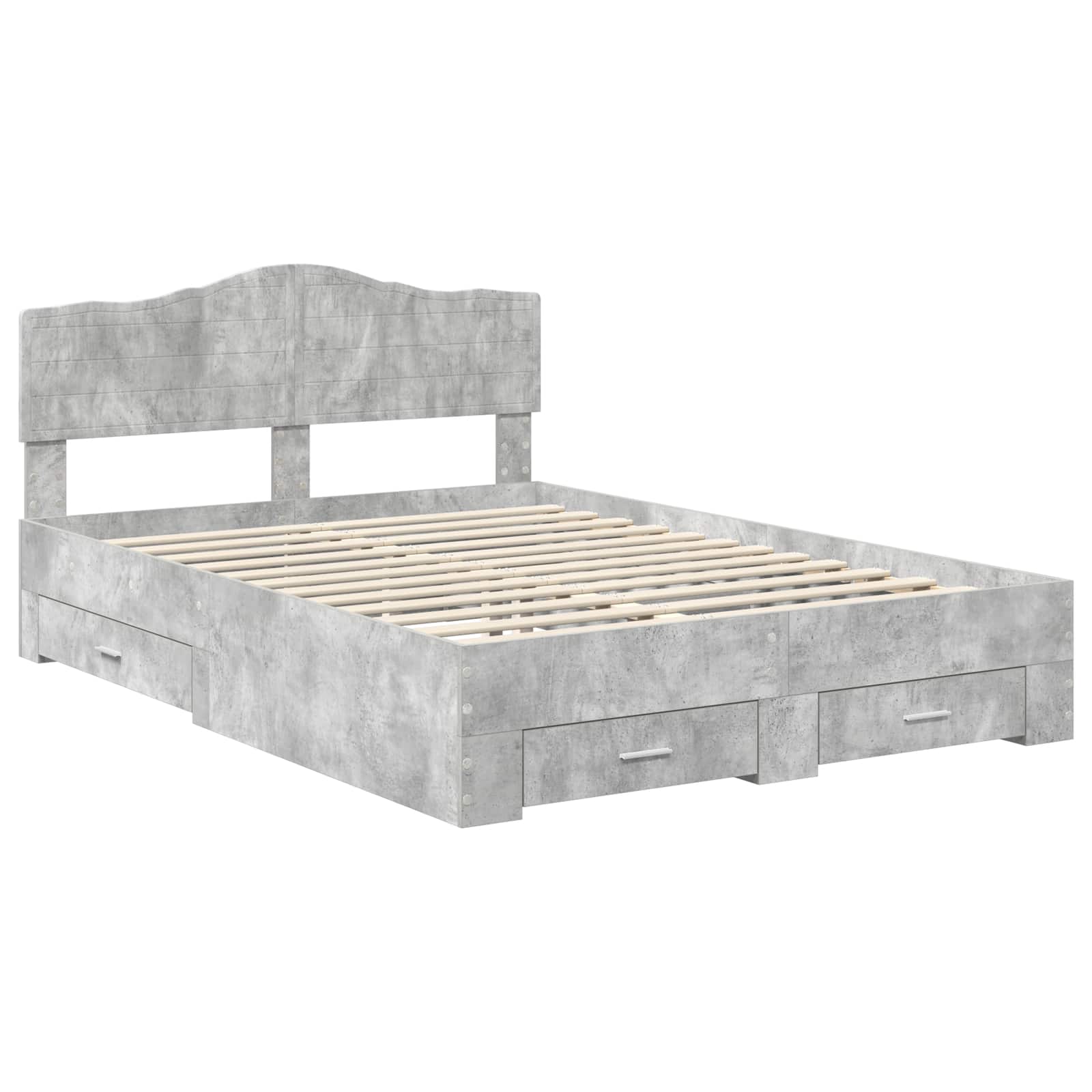 Bedframe met hoofdeinde Beton Grijs 140 x 200 cm Bewerkt hout