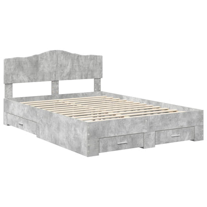 Bedframe met hoofdeinde Beton Grijs 140 x 200 cm Bewerkt hout