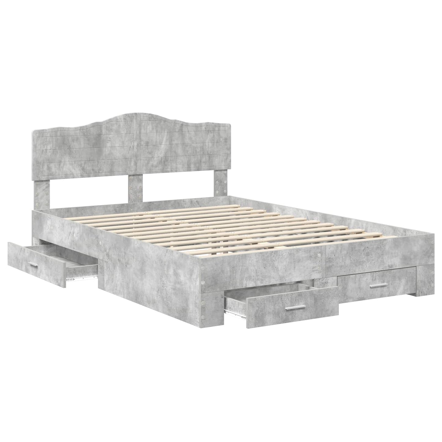 Bedframe met hoofdeinde Beton Grijs 140 x 200 cm Bewerkt hout