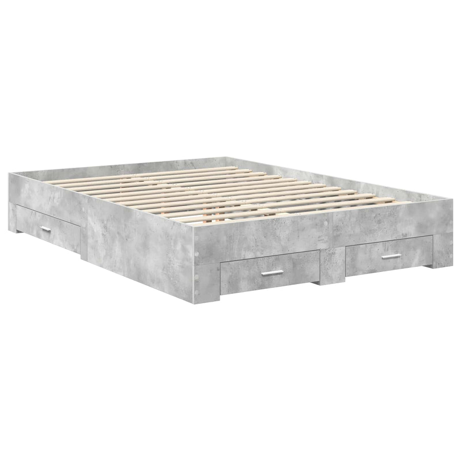Bedframe met hoofdeinde Beton Grijs 140 x 200 cm Bewerkt hout