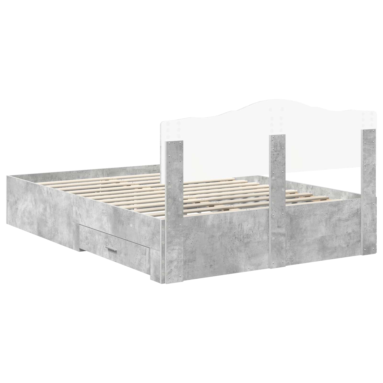 Bedframe met hoofdeinde Beton Grijs 140 x 200 cm Bewerkt hout