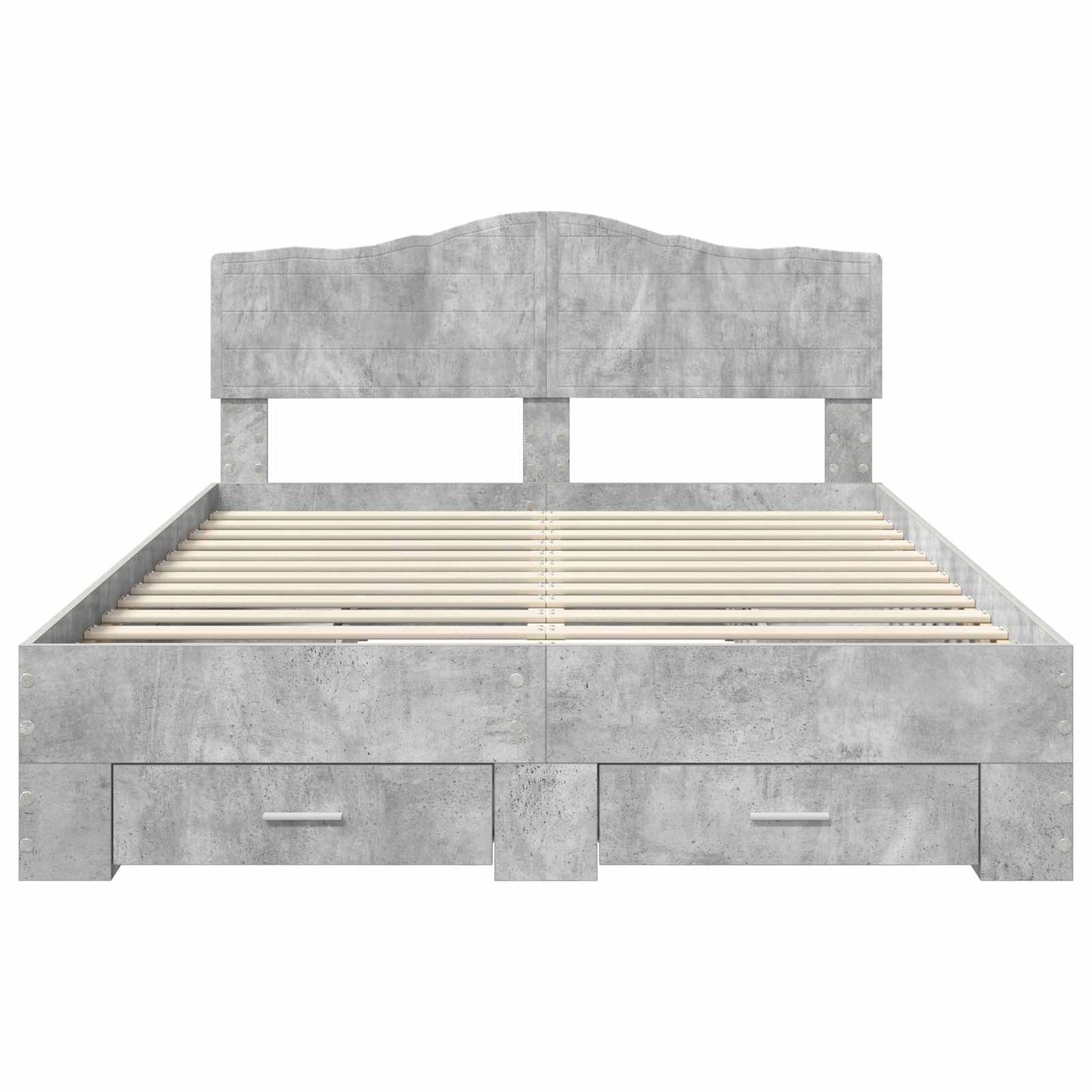 Bedframe met hoofdeinde Beton Grijs 140 x 200 cm Bewerkt hout