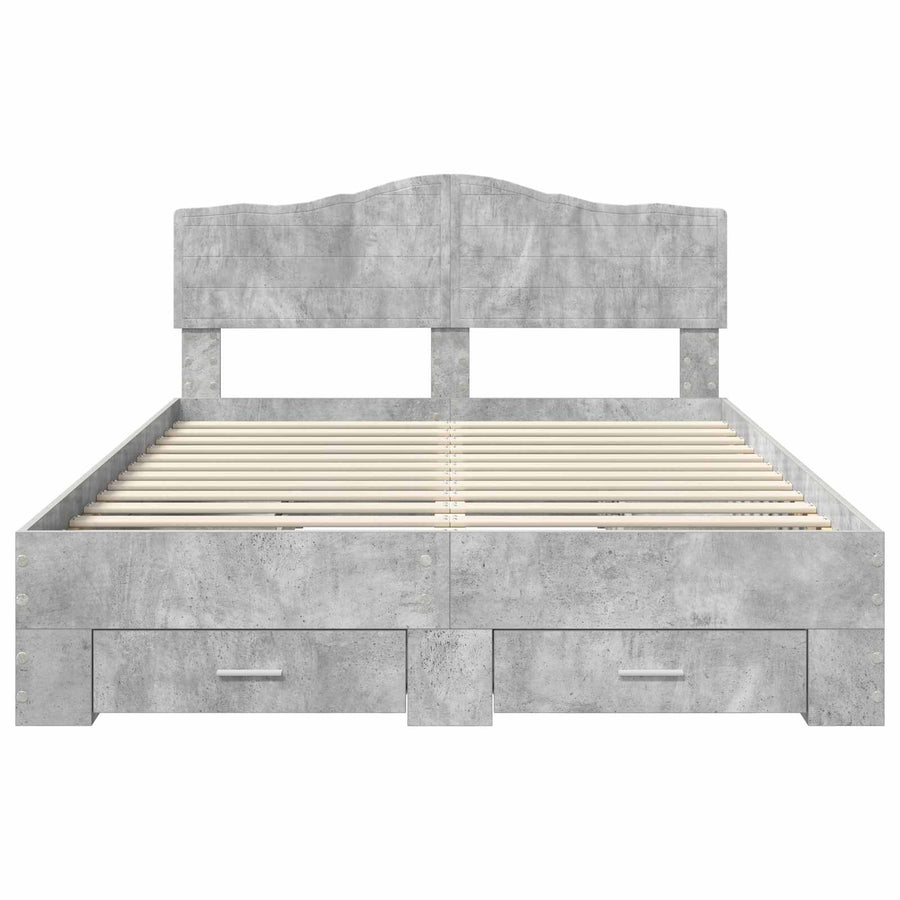 Bedframe met hoofdeinde Beton Grijs 140 x 200 cm Bewerkt hout