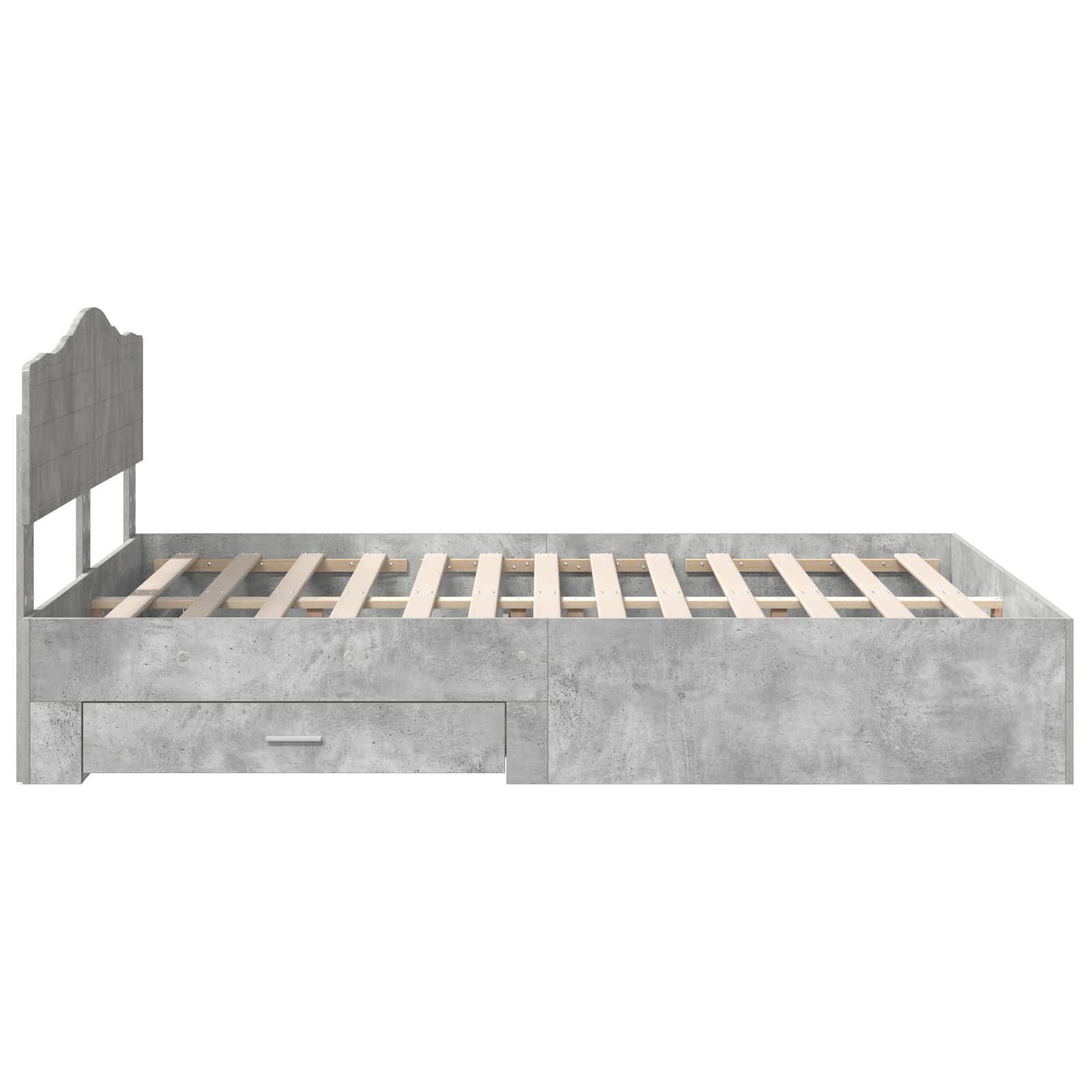 Bedframe met hoofdeinde Beton Grijs 140 x 200 cm Bewerkt hout
