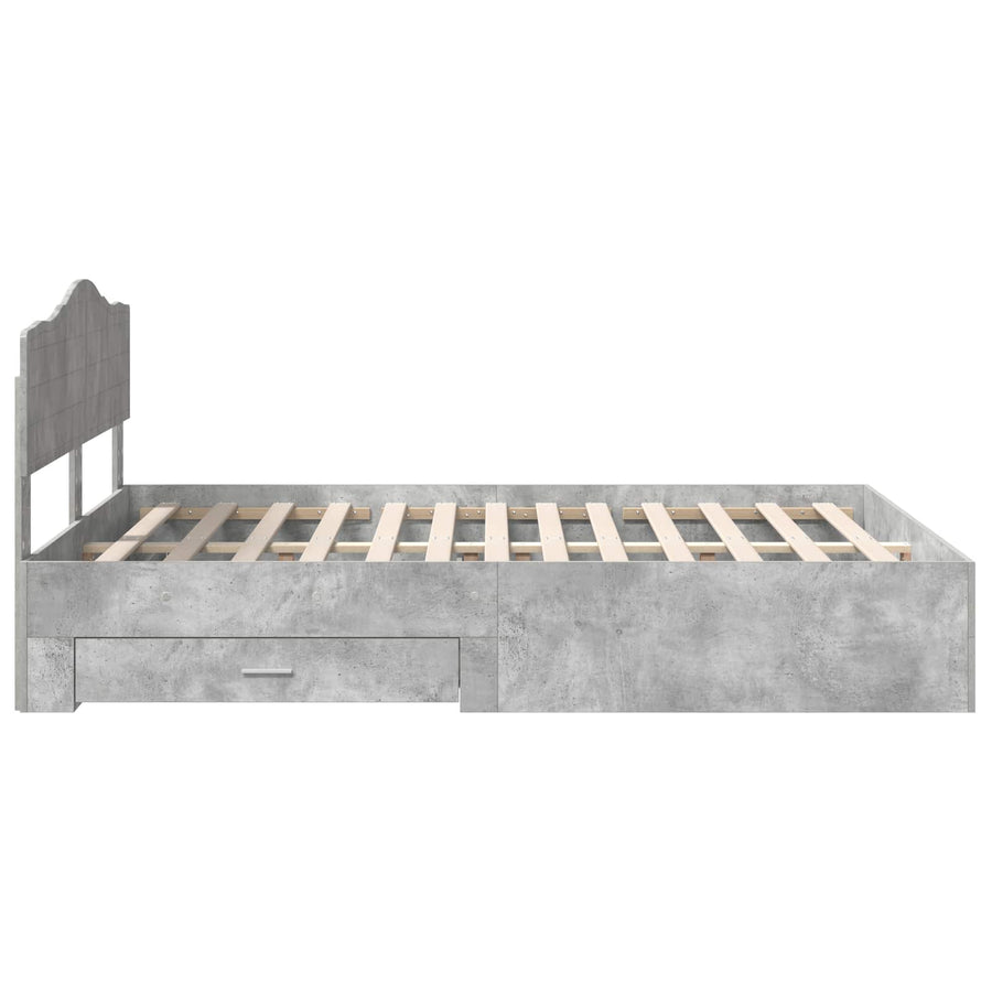Bedframe met hoofdeinde Beton Grijs 140 x 200 cm Bewerkt hout