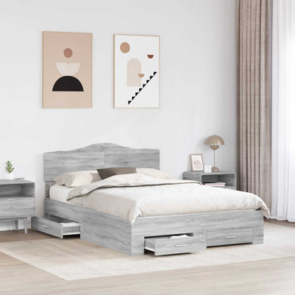 Bedframe met hoofdeinde Grijs Sonoma 140 x 200 cm Bewerkt hout