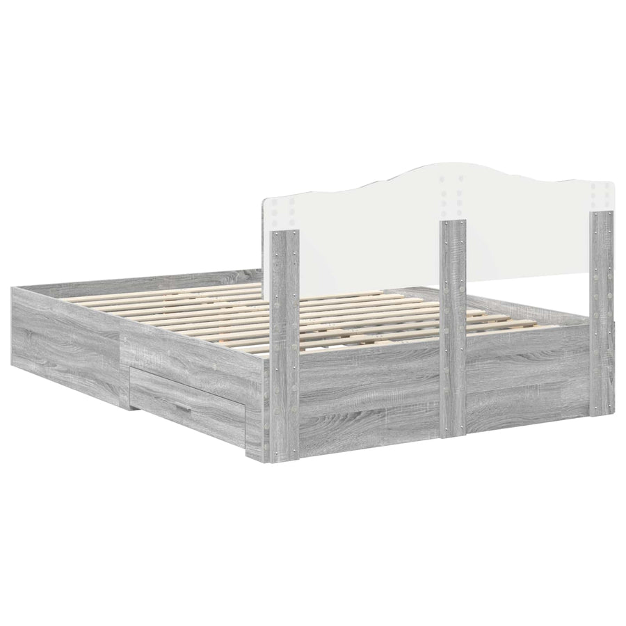Bedframe met hoofdeinde Grijs Sonoma 140 x 200 cm Bewerkt hout