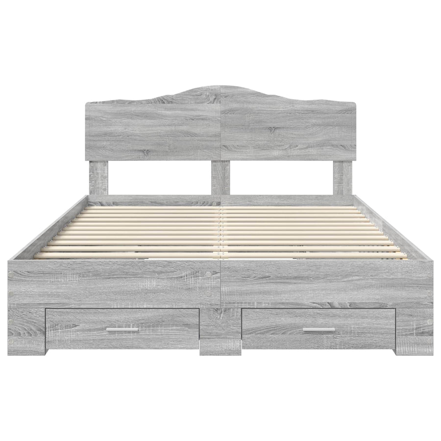 Bedframe met hoofdeinde Grijs Sonoma 140 x 200 cm Bewerkt hout