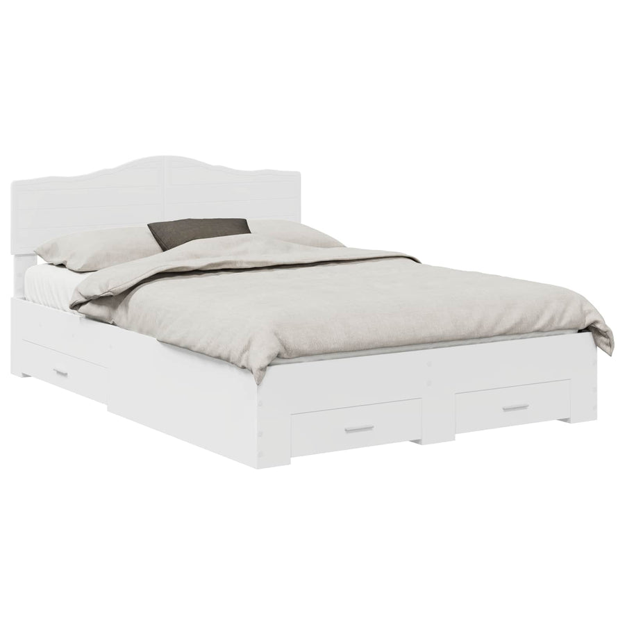 Bedframe met hoofdeinde met lade Wit 140 x 190 cm Bewerkt hout