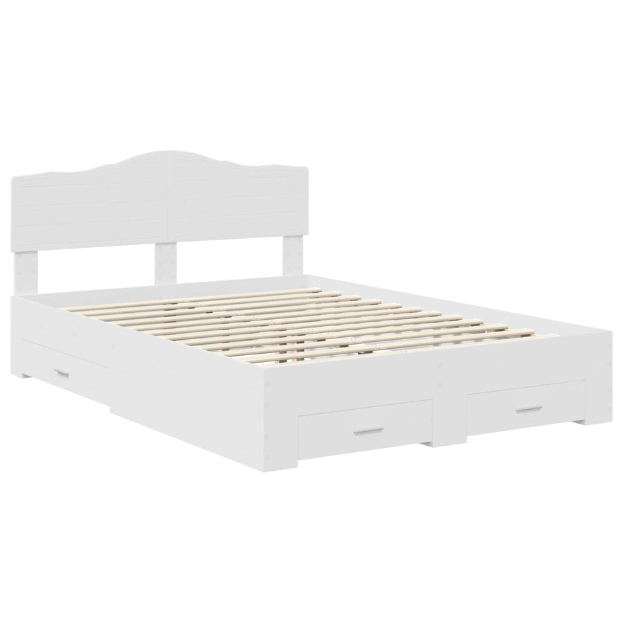 Bedframe met hoofdeinde met lade Wit 140 x 190 cm Bewerkt hout