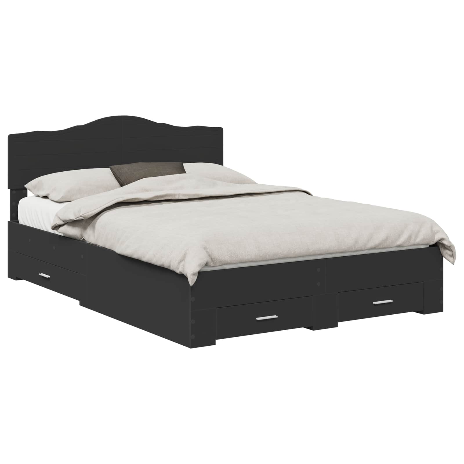 Bedframe Met Hoofdeinde Bewerkt Hout 140 x 190 cm Zwart