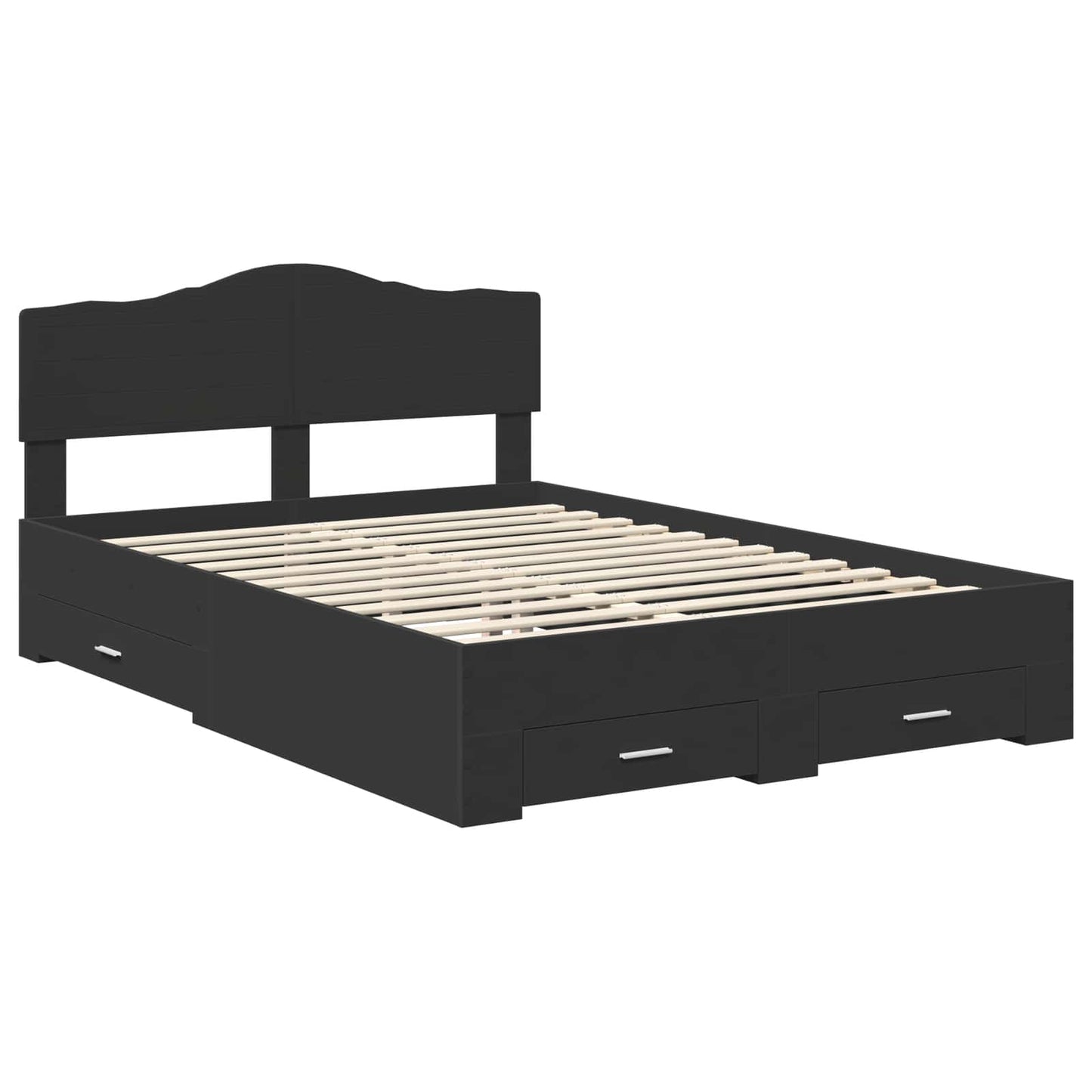 Bedframe Met Hoofdeinde Bewerkt Hout 140 x 190 cm Zwart