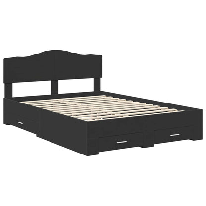 Bedframe Met Hoofdeinde Bewerkt Hout 140 x 190 cm Zwart
