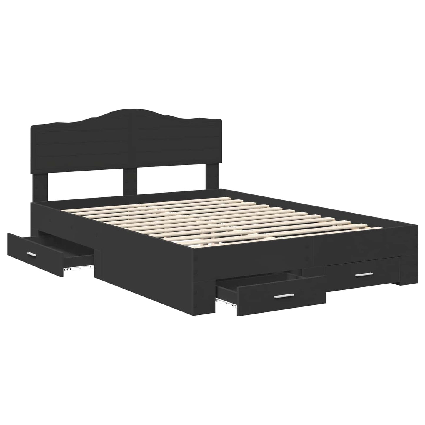 Bedframe Met Hoofdeinde Bewerkt Hout 140 x 190 cm Zwart