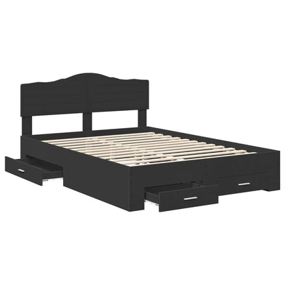 Bedframe Met Hoofdeinde Bewerkt Hout 140 x 190 cm Zwart