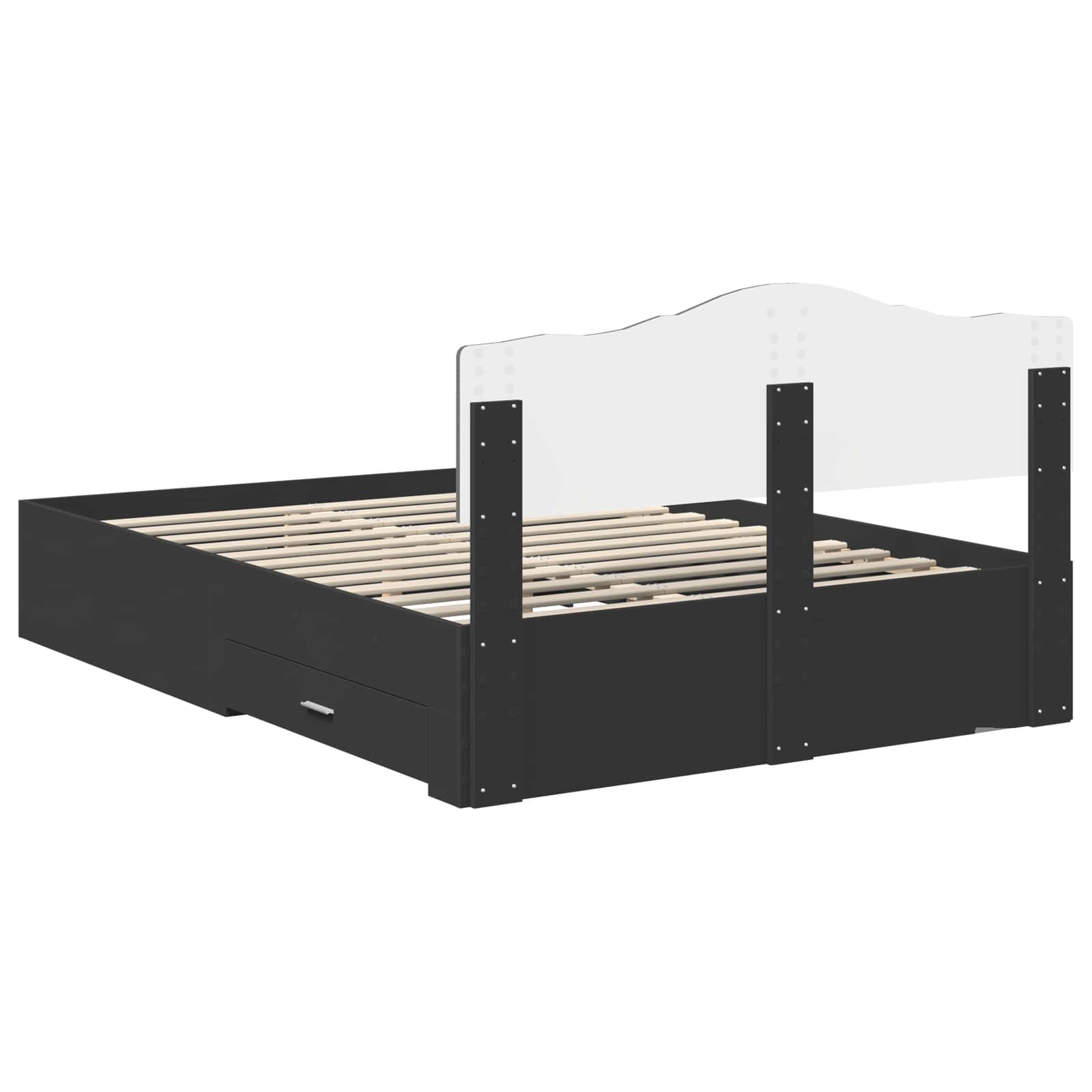 Bedframe Met Hoofdeinde Bewerkt Hout 140 x 190 cm Zwart