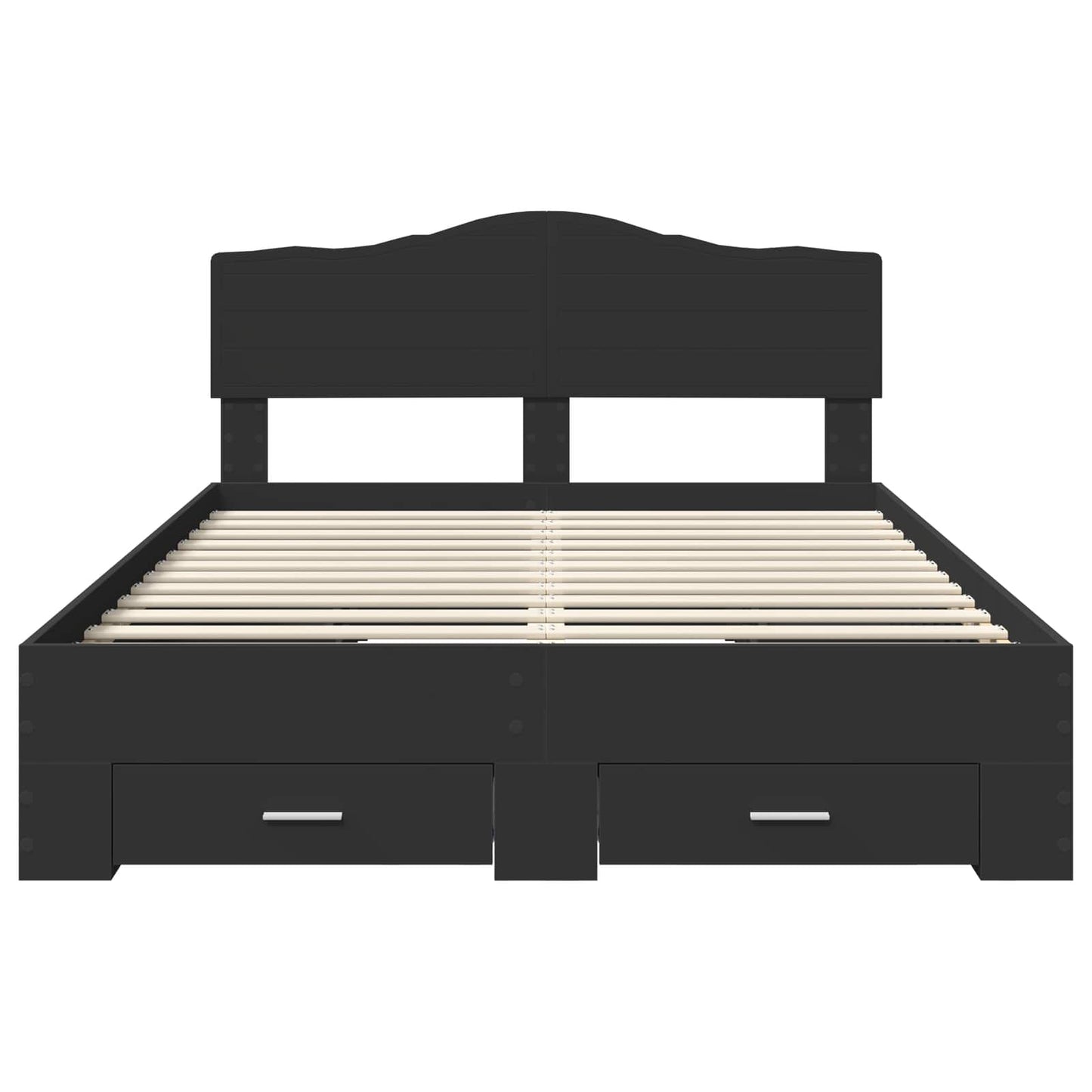 Bedframe Met Hoofdeinde Bewerkt Hout 140 x 190 cm Zwart