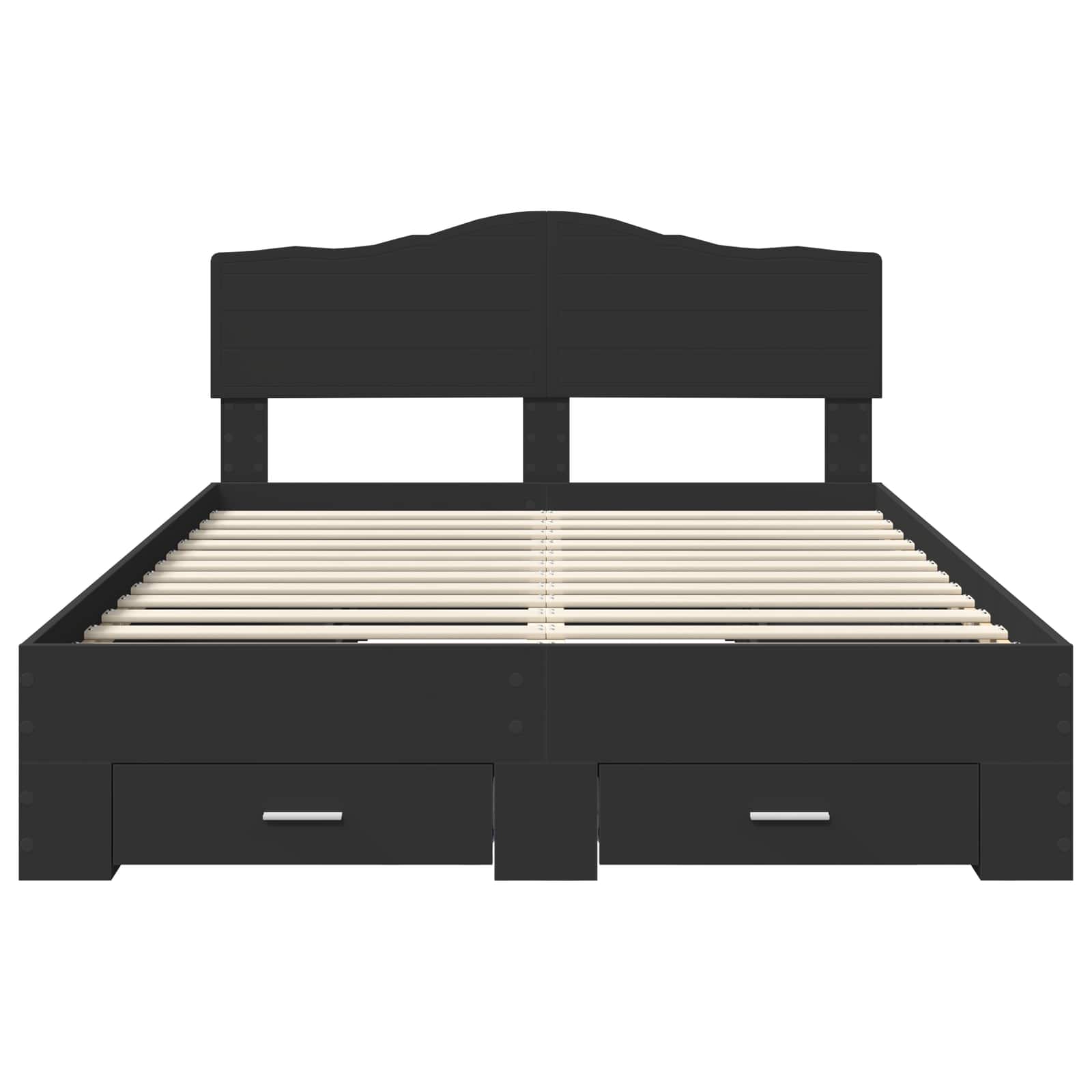 Bedframe Met Hoofdeinde Bewerkt Hout 140 x 190 cm Zwart