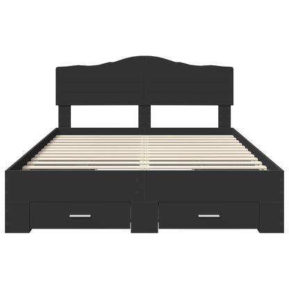 Bedframe Met Hoofdeinde Bewerkt Hout 140 x 190 cm Zwart