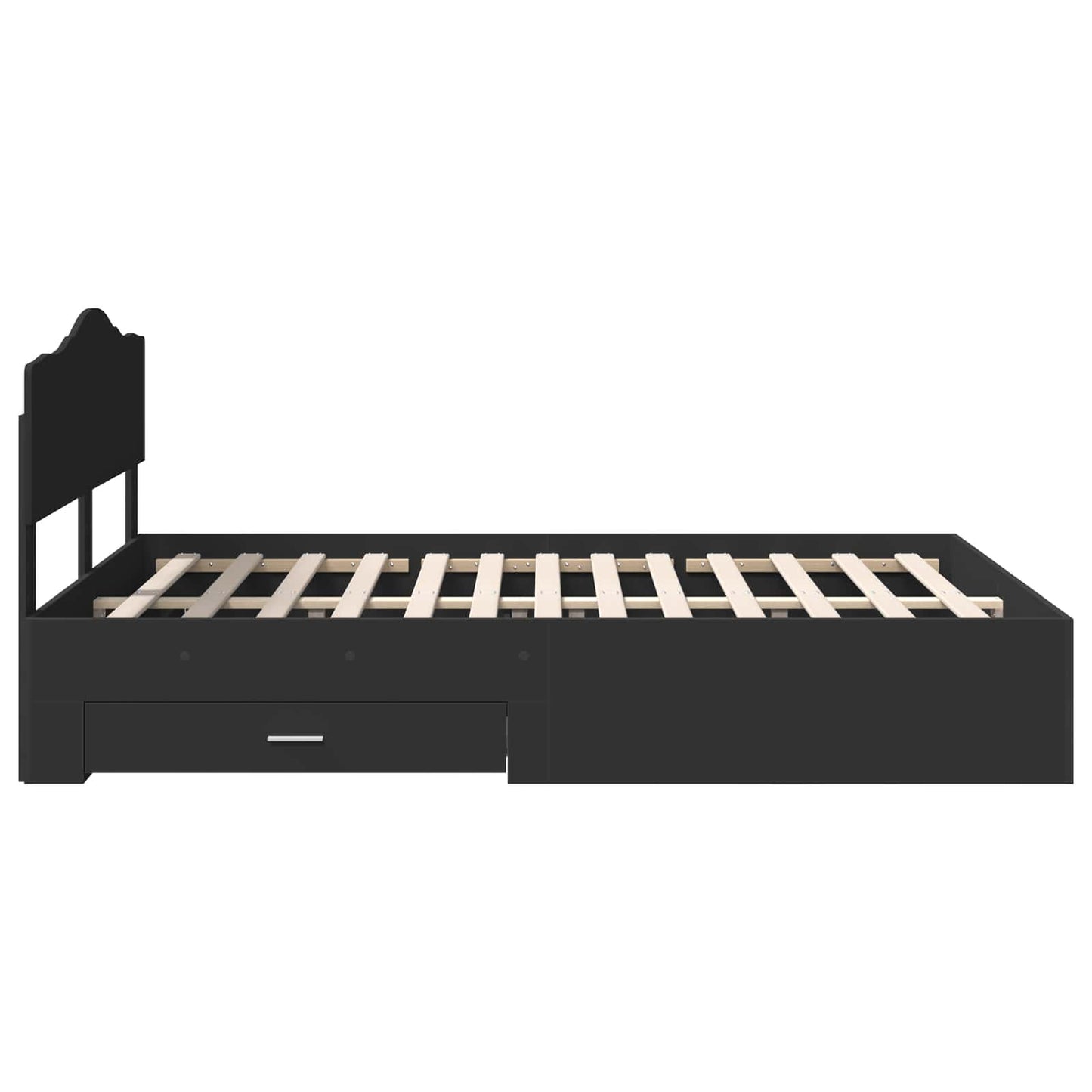 Bedframe Met Hoofdeinde Bewerkt Hout 140 x 190 cm Zwart