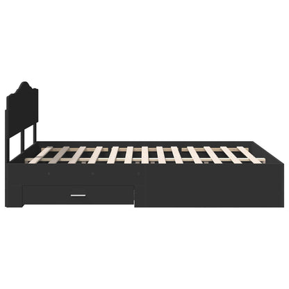 Bedframe Met Hoofdeinde Bewerkt Hout 140 x 190 cm Zwart