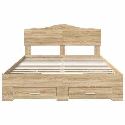 Bedframe met hoofdeinde Sonoma Eiken 140 x 190 cm Bewerkt hout