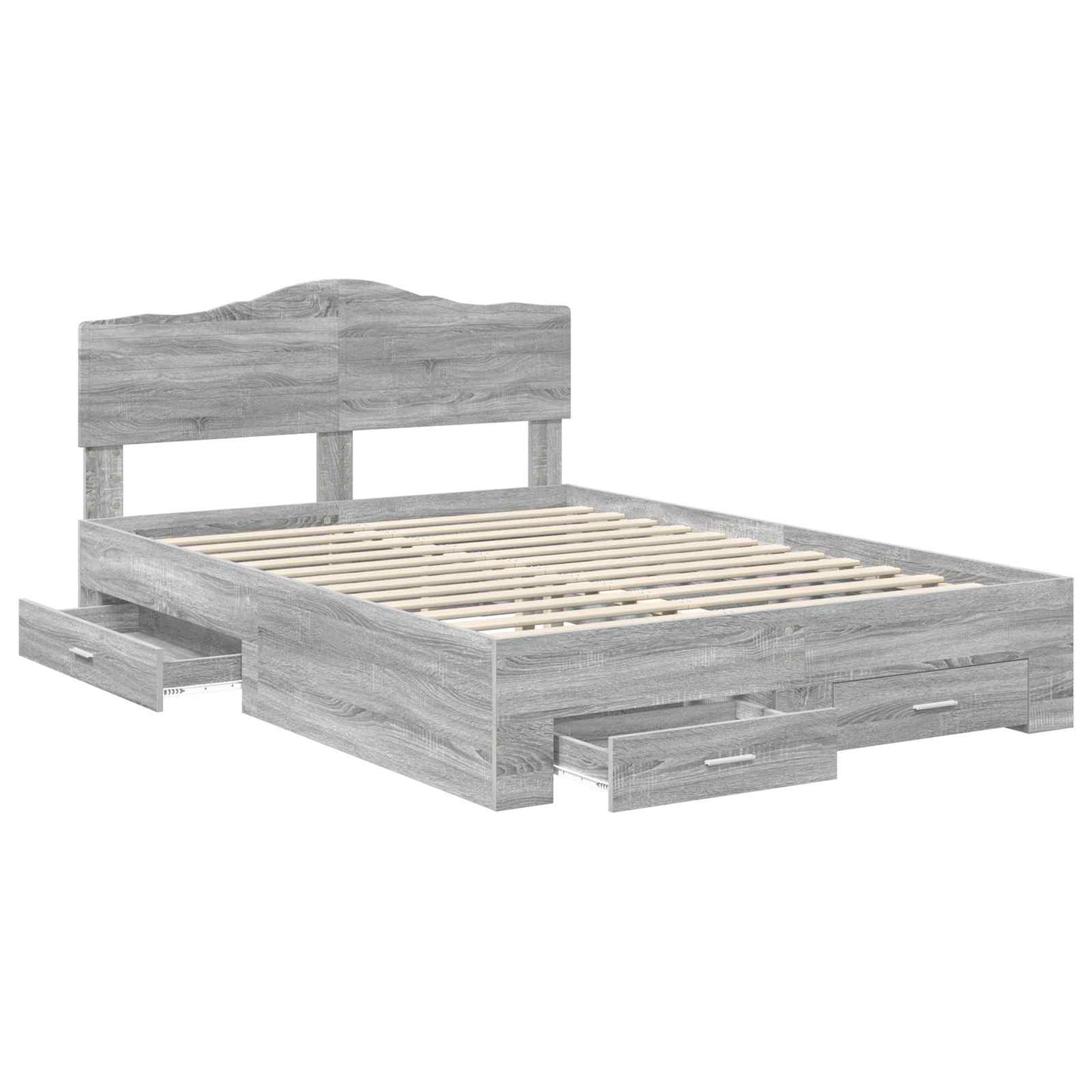 Bedframe met hoofdeinde Grijs Sonoma 140 x 190 cm Bewerkt hout